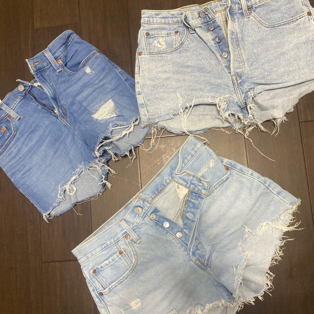 Levi's Blue Jean Shorts Distressed Raw Hem (1 only)